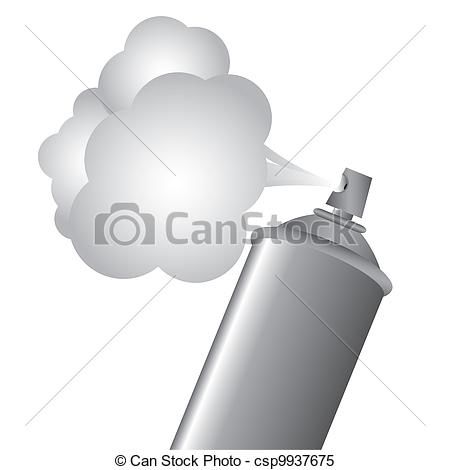 Clipart Vector Of Spray Bottle   Gray Spray Bottle With Gas Cloud    