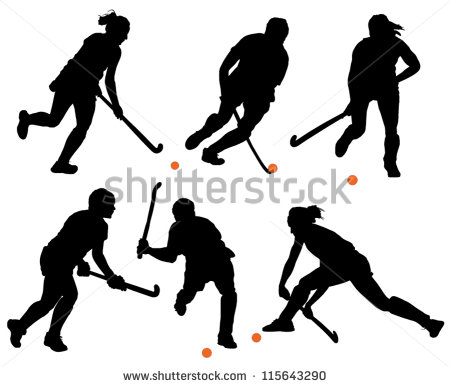 Field Hockey Silhouette On White Background   Stock Vector