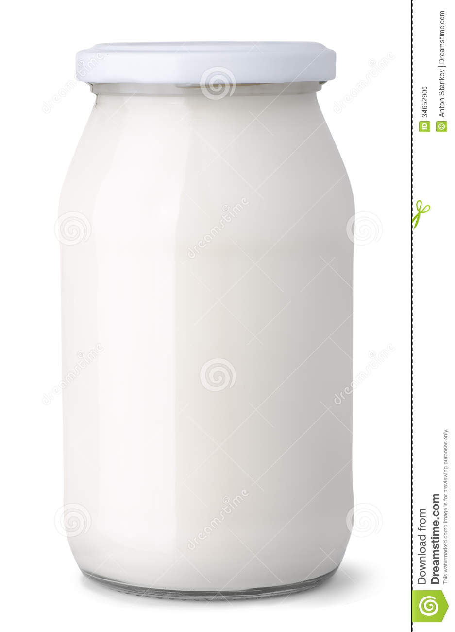 Glass Jar Of Milk Cream Isolated On White