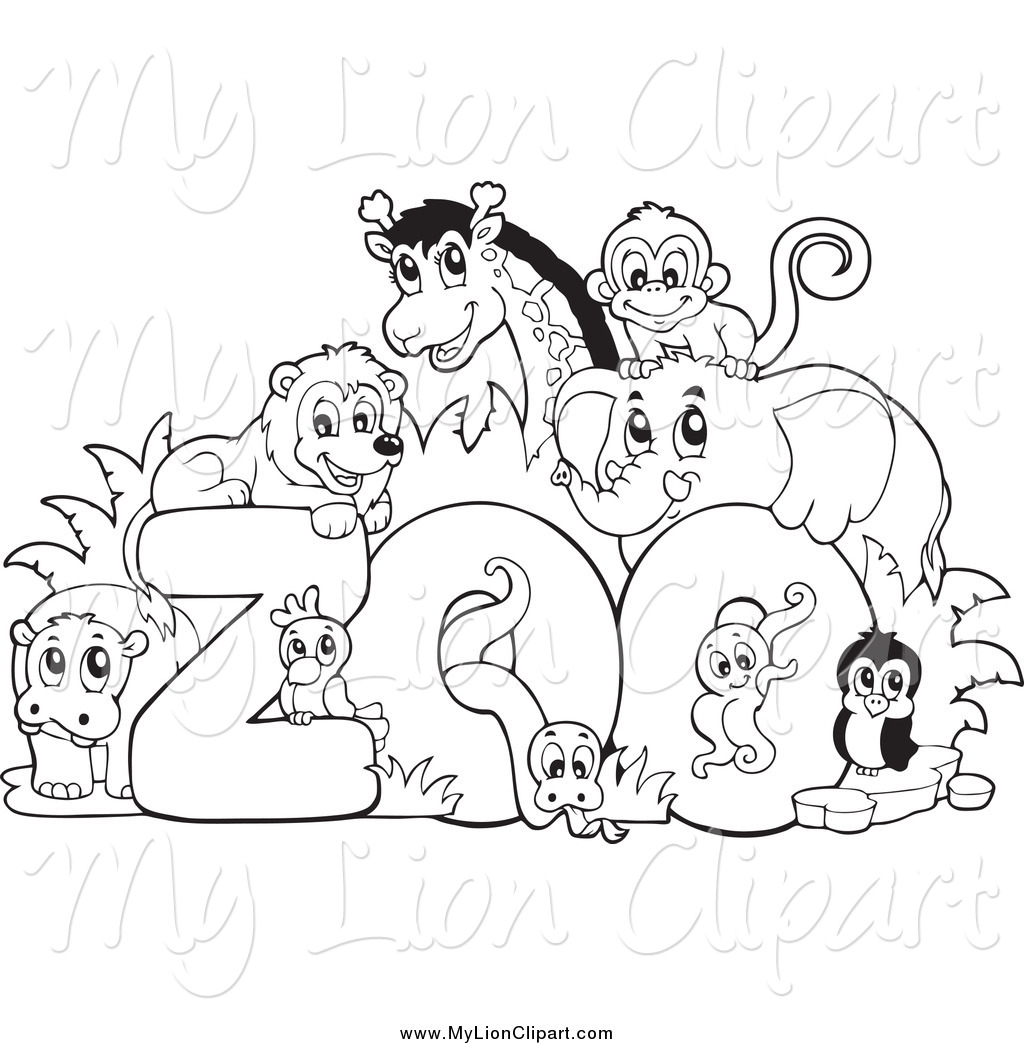 Jungle Animal Clipart Black And White