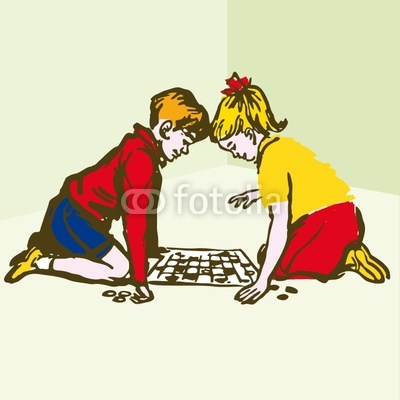 Kids Board Games On Children Playing Board Games Vector Illustration