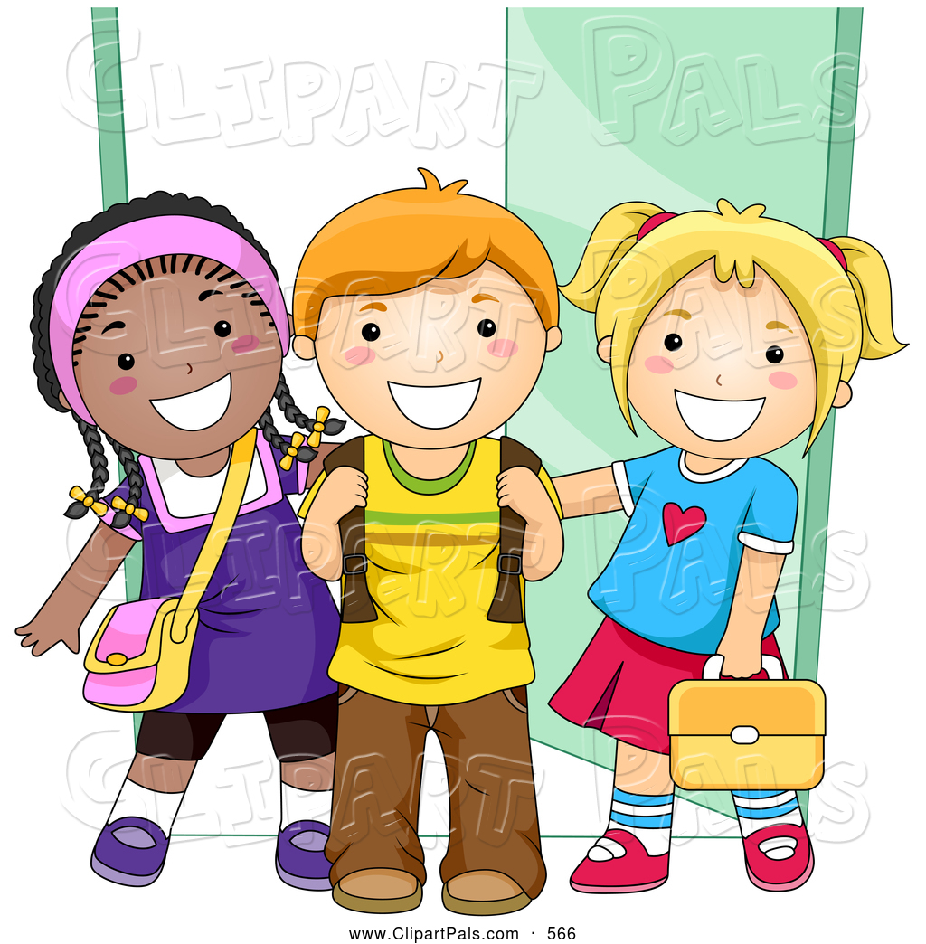 Larger Preview  Pal Clipart Of Diverse School Kids Standing By A