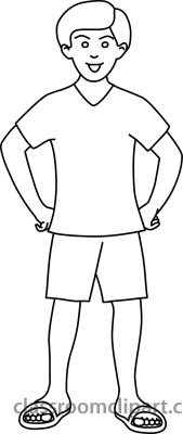Outline Boy Wearing Shorts Sandels Jpg