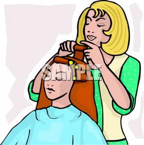     Putting Curlers In A Woman S Hair   Royalty Free Clipart Picture