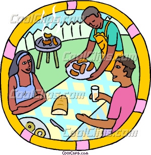 Summer Outdoor Barbeque With Neighbors Clip Art