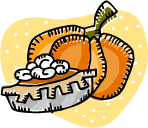 This Is An Image Of A Pumpkin Pie In A Silver Tin Topped With A Dollop