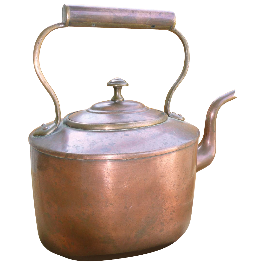 Antique Copper Goose Neck Tea Kettle Handmade Makers Mark With    