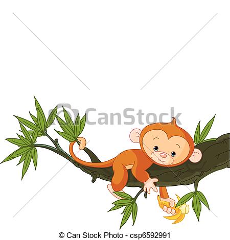 Baby Monkey On A Tree   Csp6592991