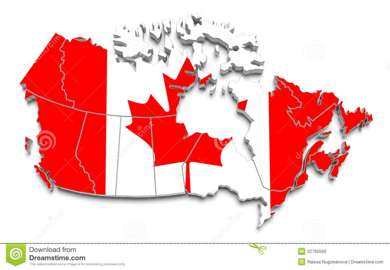Canada Flag Map On White Isolated Stock Photo   Image  22760560