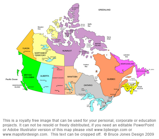 Canada Map With Provinces In Color Printable Royalty Free Jpg