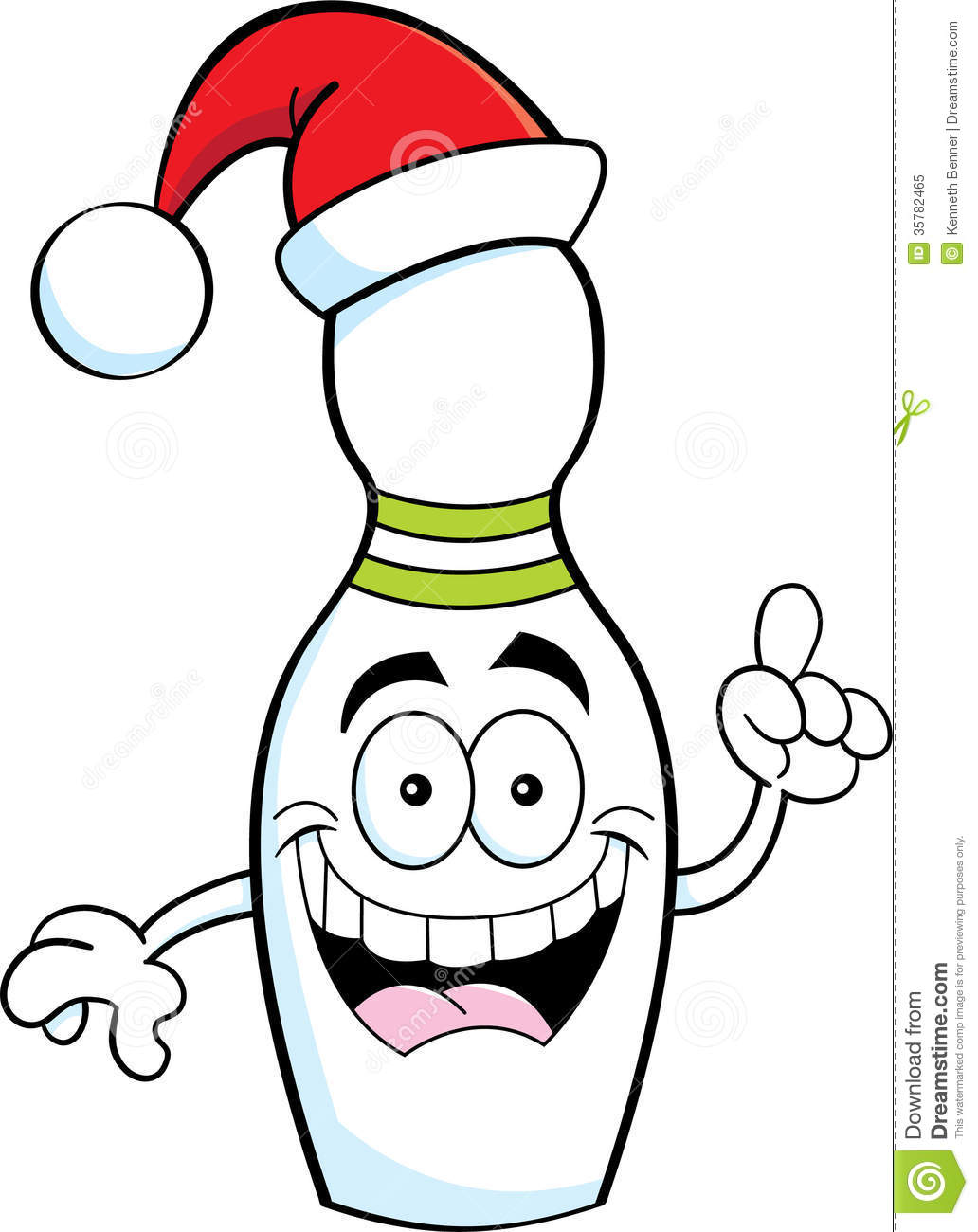 Cartoon Bowling Pin Wearing A Santa Hat Royalty Free Stock Photo
