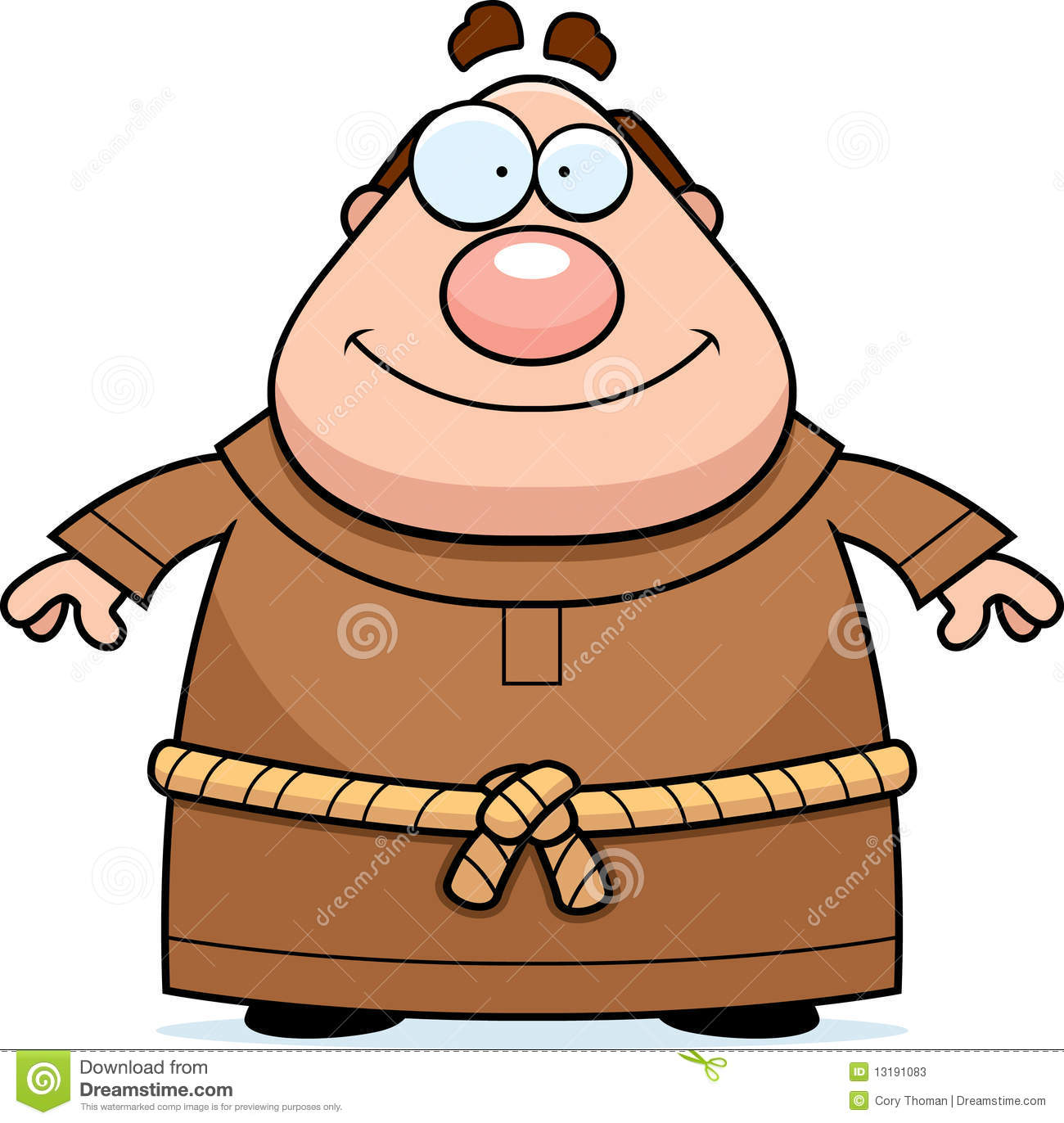 Cartoon Friar Smiling And Happy 