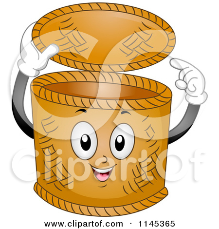 Cartoon Of A Happy Basket Pointing Inside   Royalty Free Vector