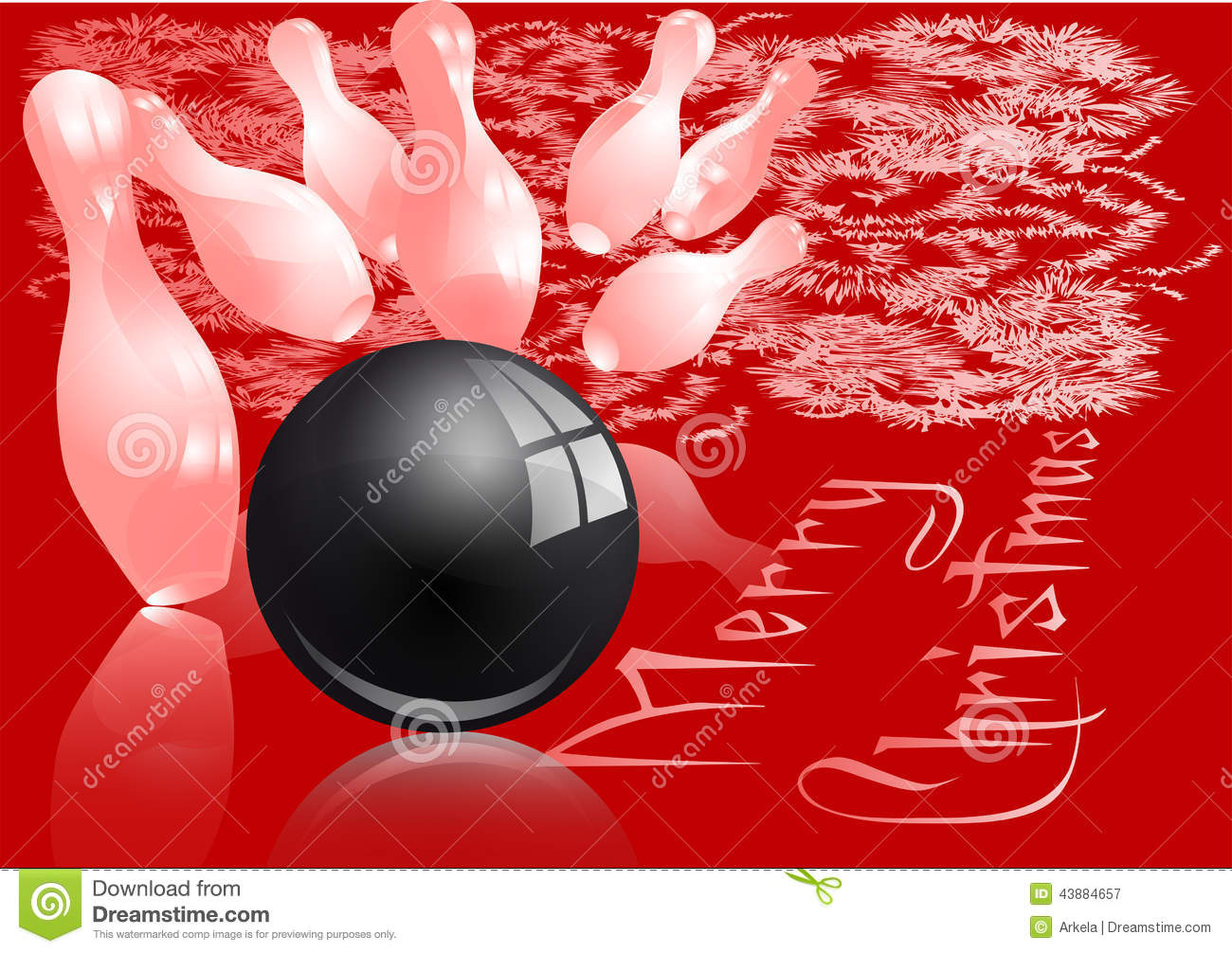 Christmas Bowling Strike  Red And White Abstract Background