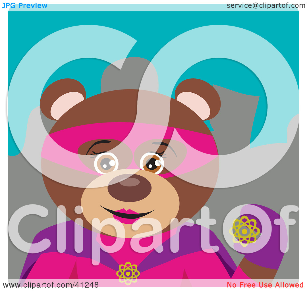 Clipart Illustration Of A Female Brown Bear Super Hero Character