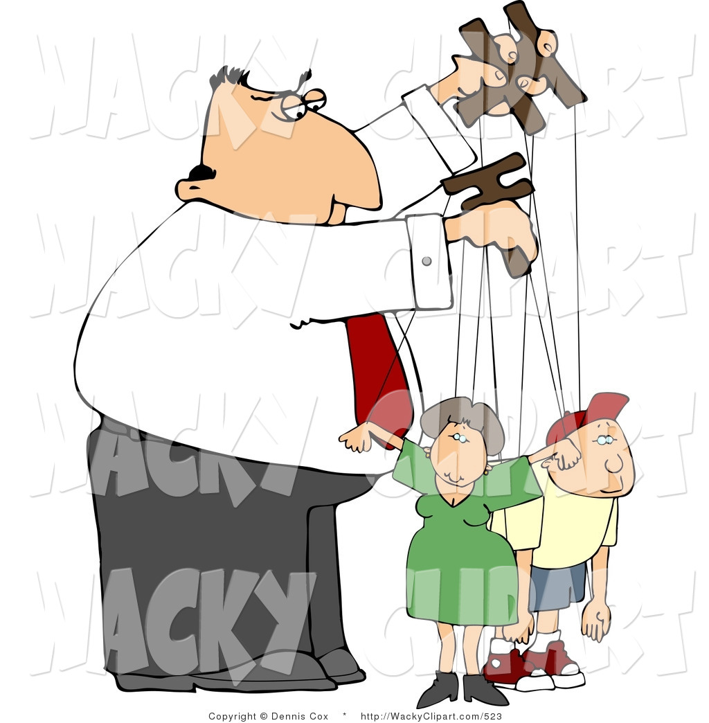Clipart Of A Businessman Puppeteer Male Controlling The People In His