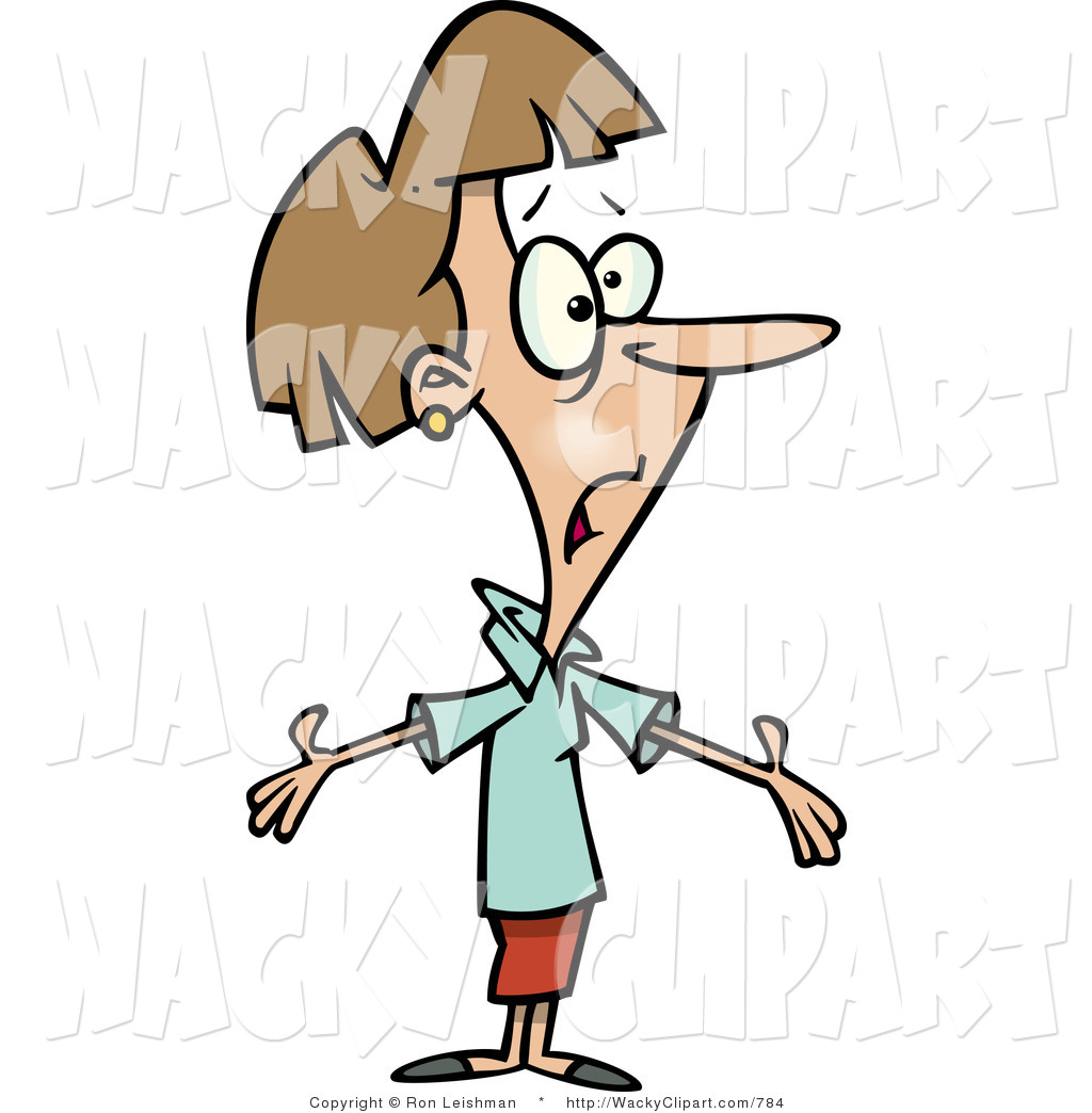Clipart Of A Confused Brunette Woman With A Shocked Expression And