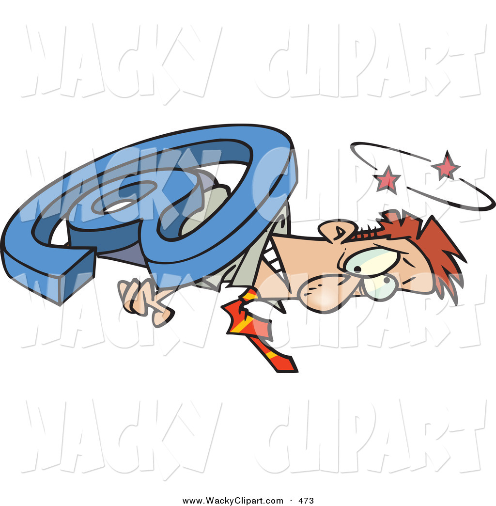 Clipart Of A White Man Overwhelmed And Being Squished With An Email