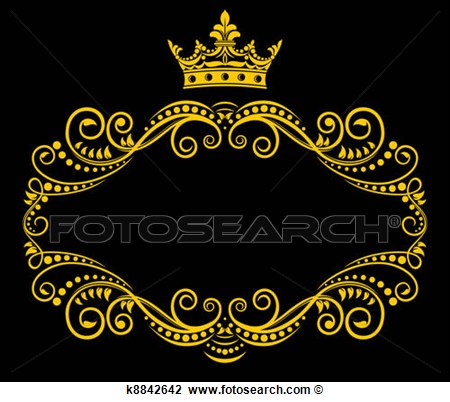 Clipart   Retro Frame With Royal Crown  Fotosearch   Search Clip Art