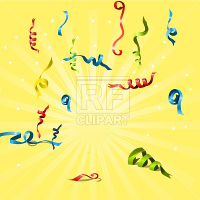 Confetti And Ribbons Background Download Royalty Free Vector Clipart    