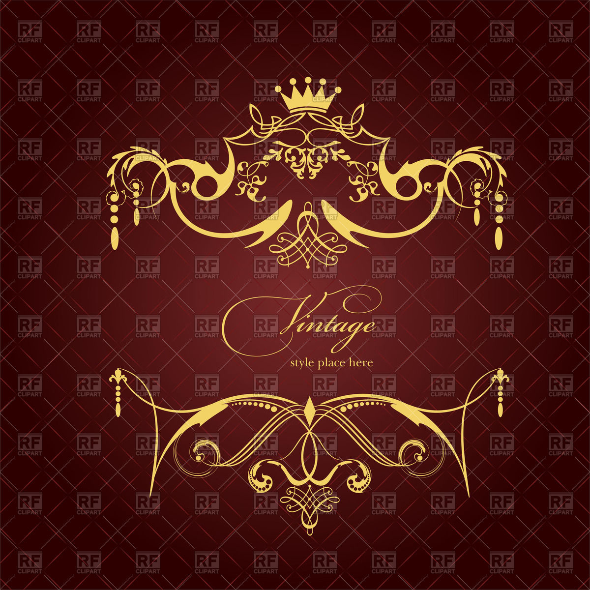 Gold Royal Frame With Vintage Ornament And Crown 52656 Borders And    