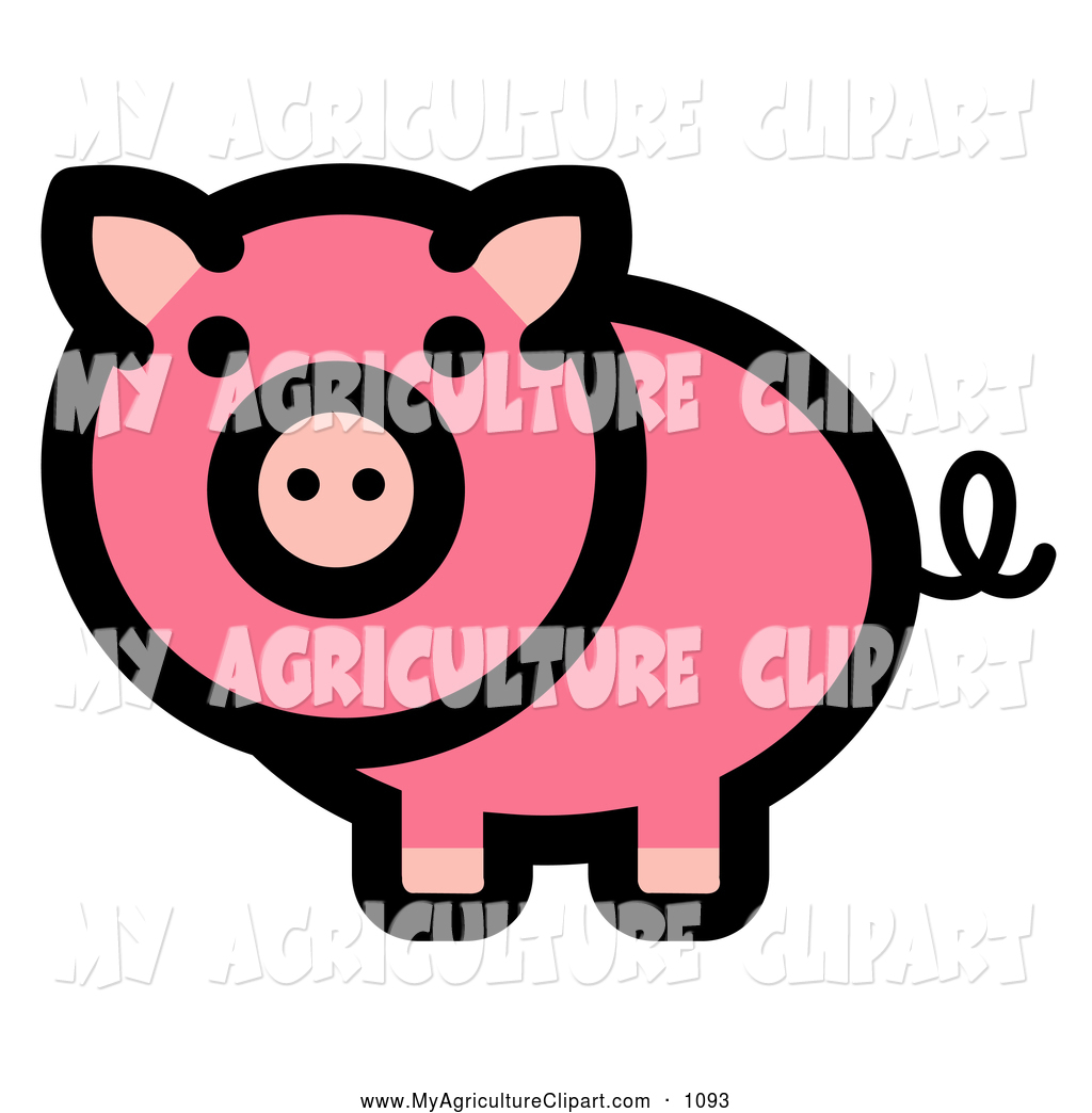 Larger Preview  Vector Agriculture Clipart Of A Cute Curly Tailed Pink