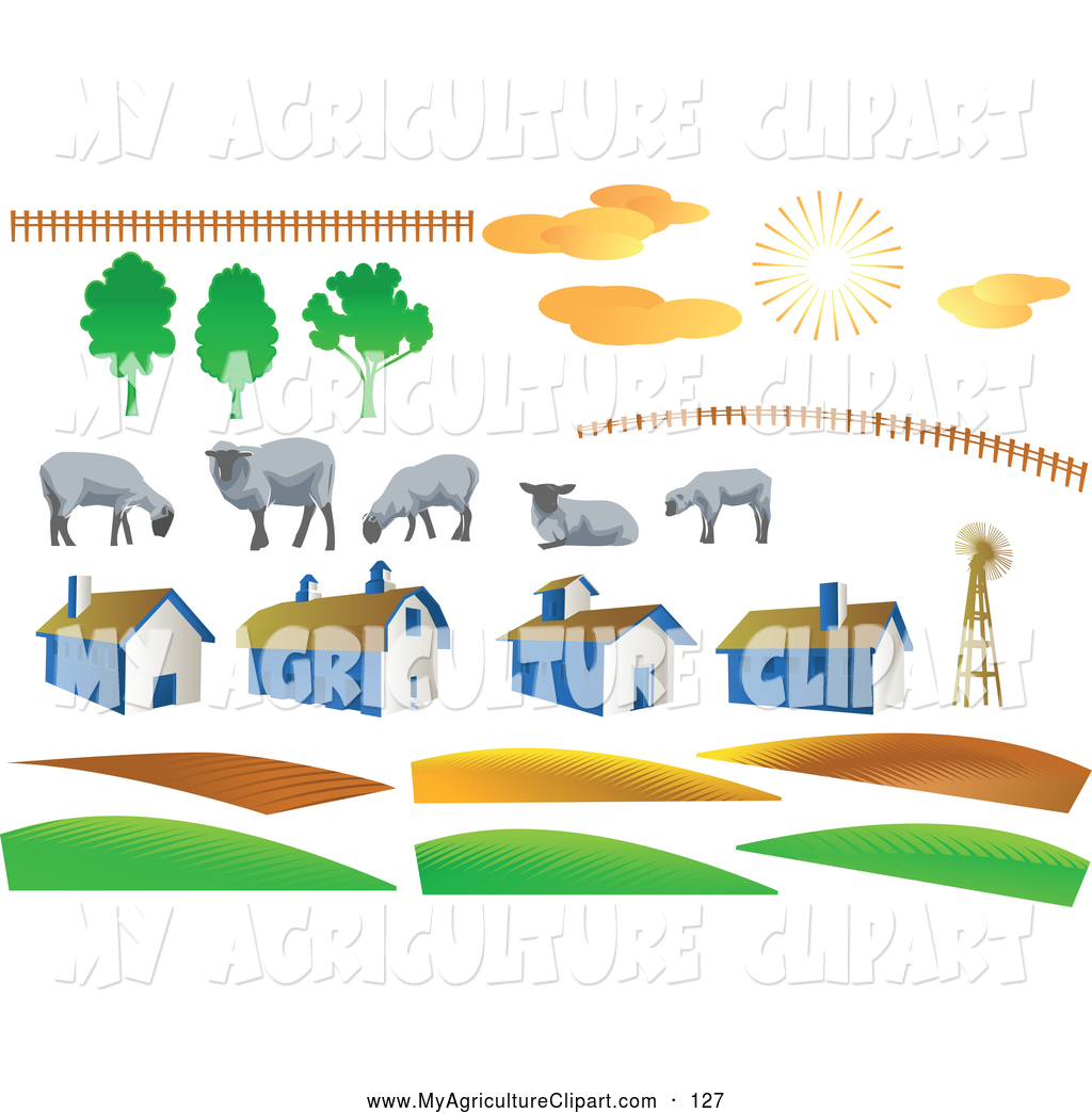 Larger Preview  Vector Agriculture Clipart Of A Digital Set Of Fencing