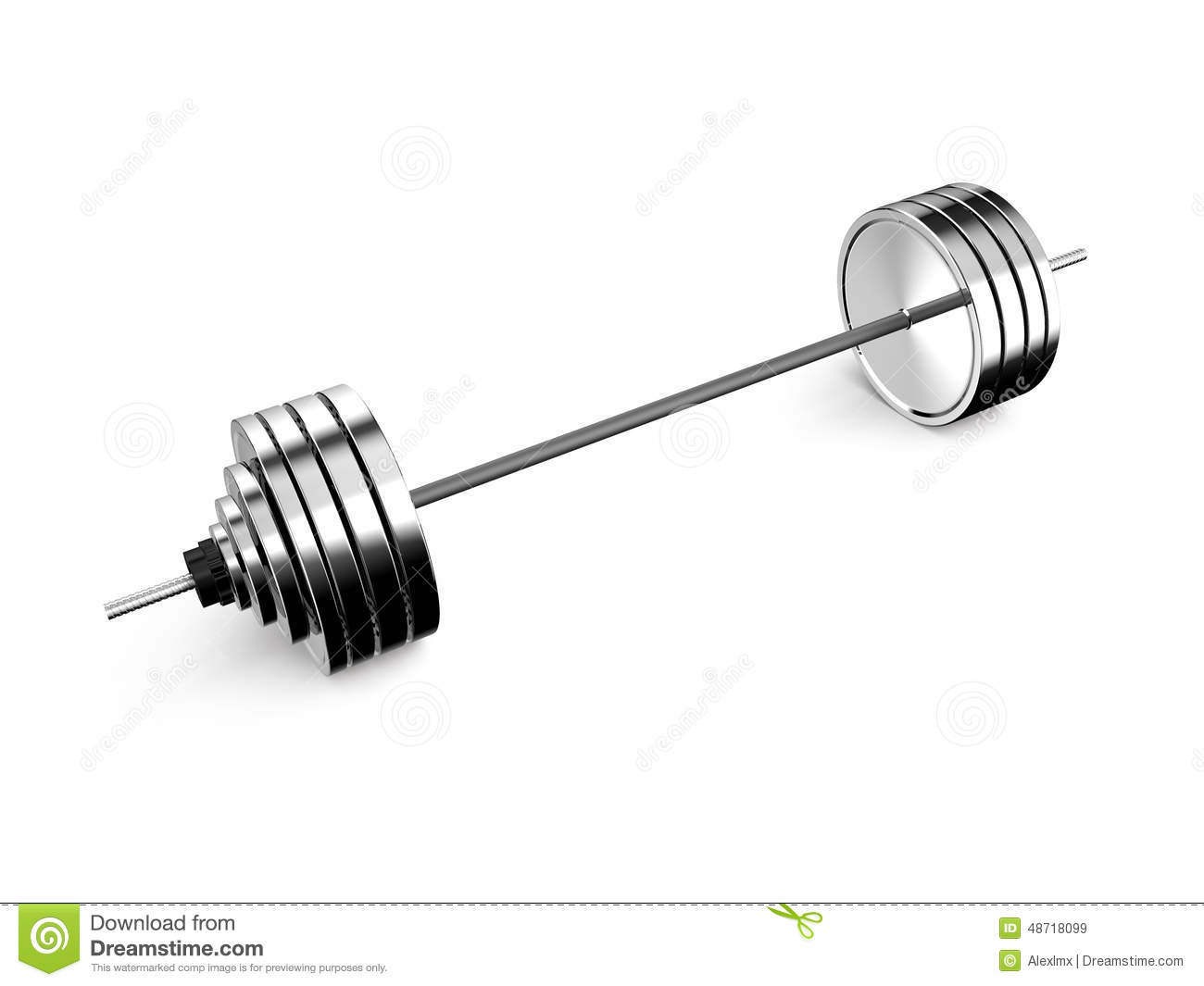 Metallic Barbell Isolated On White Background