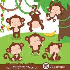 Monkey Monkey Clipart Cute Monkey Monkey Baby Shower Monkey Party