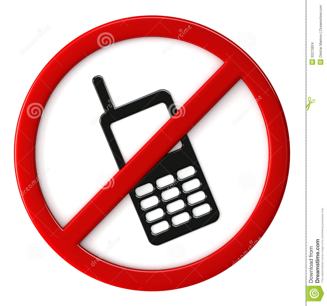 No Cell Phone Clipart Cell Phones Not Allowed D Render Sign 32273824