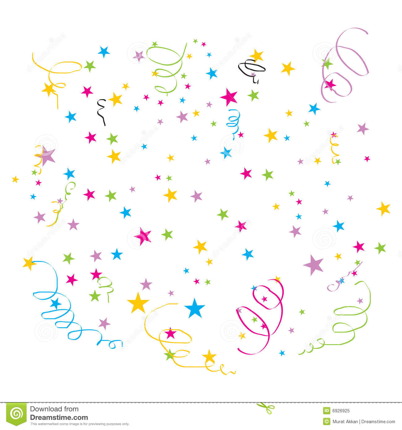     Of Colourful Confetti And Star Rain On White Isolated Background