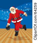 Royalty Free Rf Clipart Illustration Of Santa Bowling In An Alley With