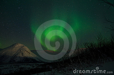 Stars Mountains And Aurora Polaris Royalty Free Stock Photo   Image    