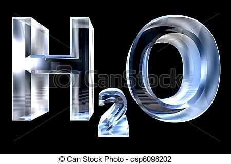 Stock Illustration   H2o   Water Chemical Symbol   In Glass 3d Made