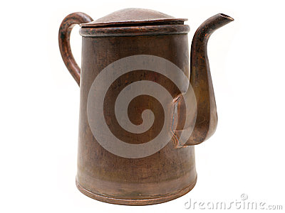 Stock Image  Antique Copper Kettle Isolated On White