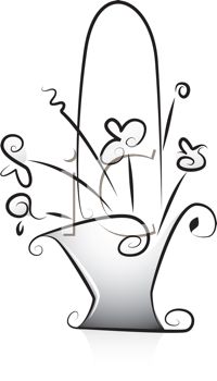 Stylized Basket Of Flowers Design Element   Royalty Free Clip Art