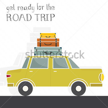Top And Beautiful Typography  Road Trip Card Made In Modern Flat Style