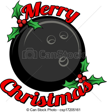 Vector   Bowling Merry Christmas   Stock Illustration Royalty Free