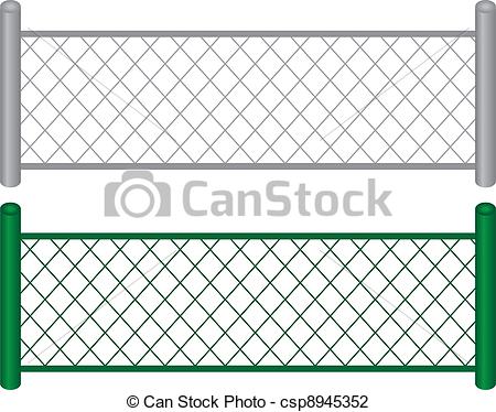 Vector Illustration Of Chain Link Fence   Isolated Chain Linked Fences