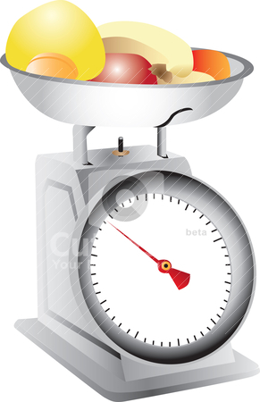 Weighing Scales Stock Vector Clipart Selection Of Fruit On Weighing    