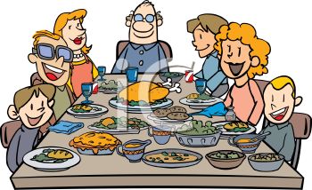     0905 2918 4120 Large Family Having A Holiday Dinner Clipart Image Jpg