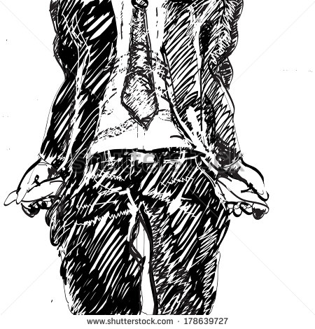 Black Man With Money In Hand Quickly Hand Drawn Black And
