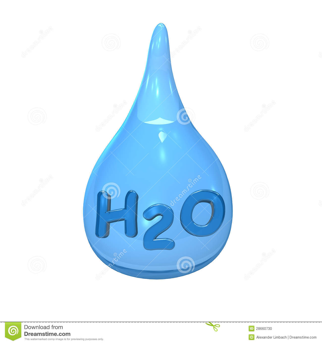 Blue Water Drop With Text H2o On The White Background