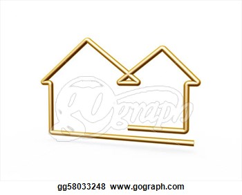 Clipart   Gold Line House Symbol Isolated On White Background  Stock
