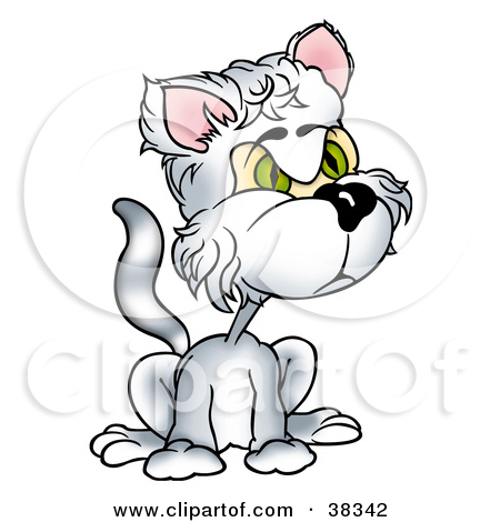 Clipart Of A Brown Kitty Cat Begging   Royalty Free Vector