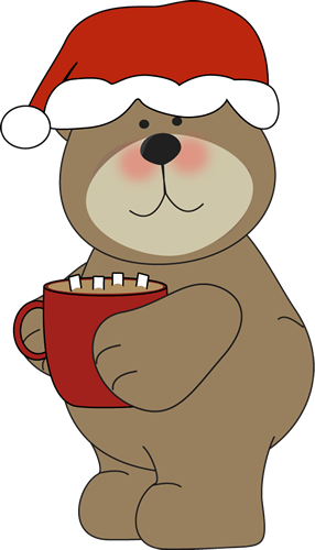 Cocoa Clip Art   Brown Bear In A Santa Hat Drinking A Cup Of Cocoa