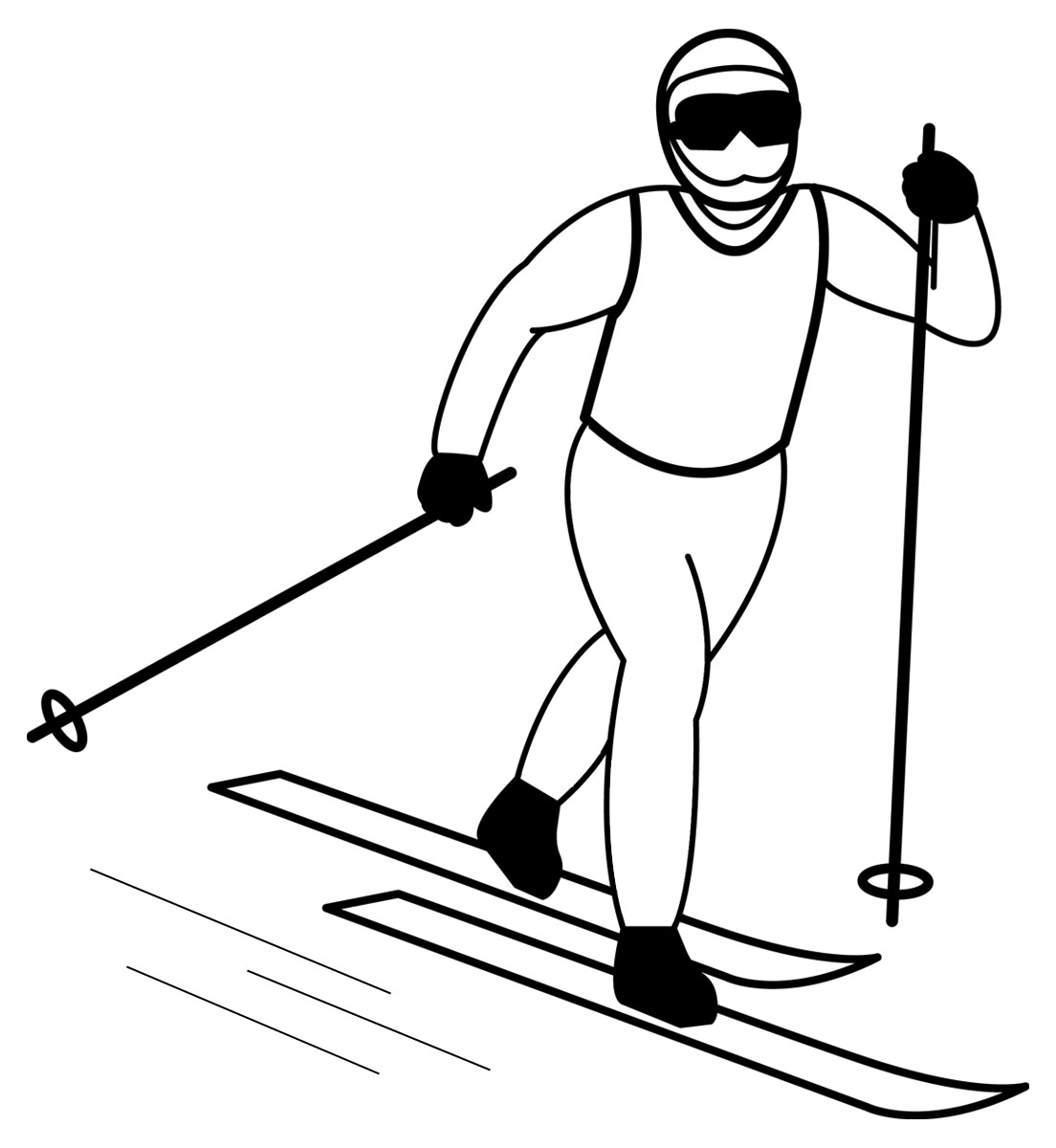 Cross Country Skiing Clip Art In Black And White  An Illustration Of A