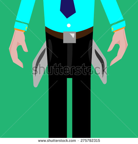 Disappointed Businessman Showing His Turned Inside Out Empty Pockets