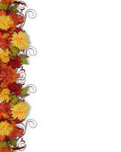 Fall Leaves And Flowers Border   Clipart Graphic