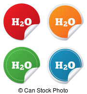 H2o Water Formula Sign Icon Chemistry Symbol Round Stickers   